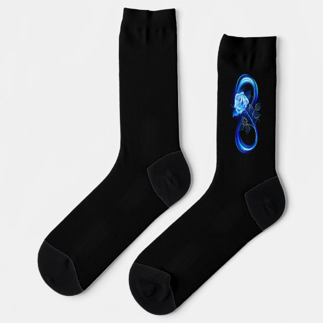 Leuchtende Unendlichkeit mit blauer Rose Socken (Linkes Detail)