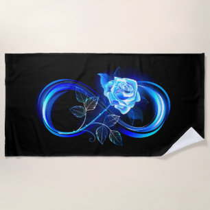 Leuchtende Unendlichkeit mit blauer Rose Strandtuch