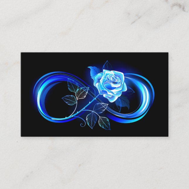 Leuchtende Unendlichkeit mit blauer Rose Treuekarte (Vorderseite)