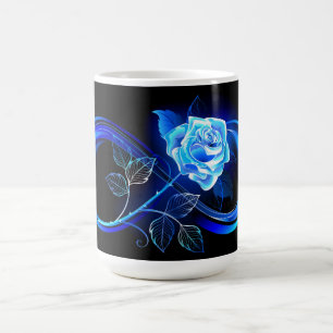 Leuchtende Unendlichkeit mit blauer Rose Verwandlungstasse