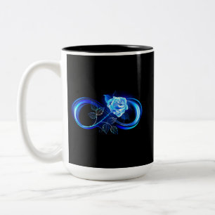 Leuchtende Unendlichkeit mit blauer Rose Zweifarbige Tasse