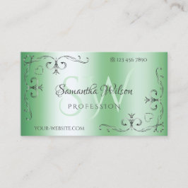 Leuchtende Verzierte Silberecken mit Initialen Visitenkarte