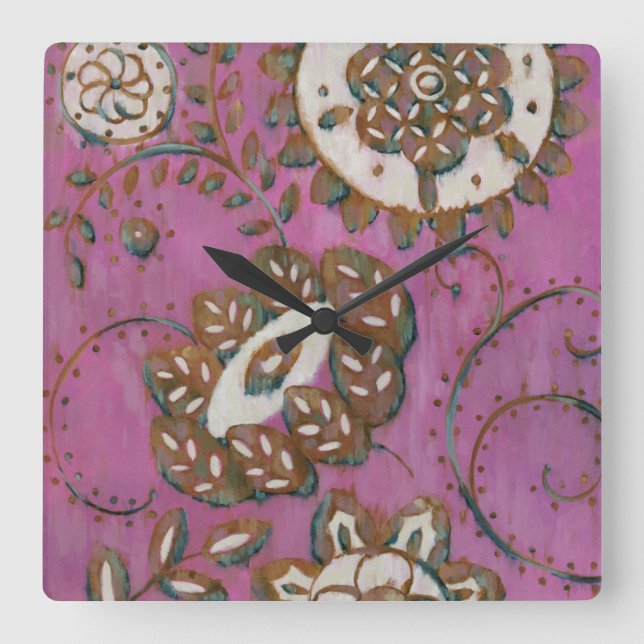 Leuchtende Verzierung II Quadratische Wanduhr (Vorderseite)