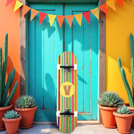 Leuchtende Wasserfarbe Wasserfarbe Streifen Skateb Skateboard