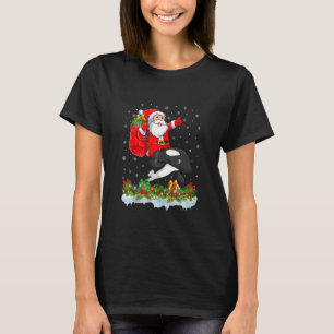 Leuchtende Weihnachten Lustiger Weihnachtsmann Rei T-Shirt