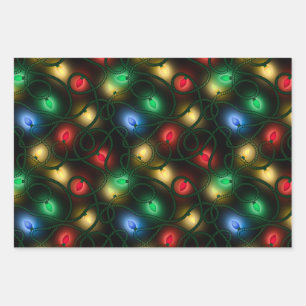 Leuchtende Weihnachtslichter Geschenkpapier Set