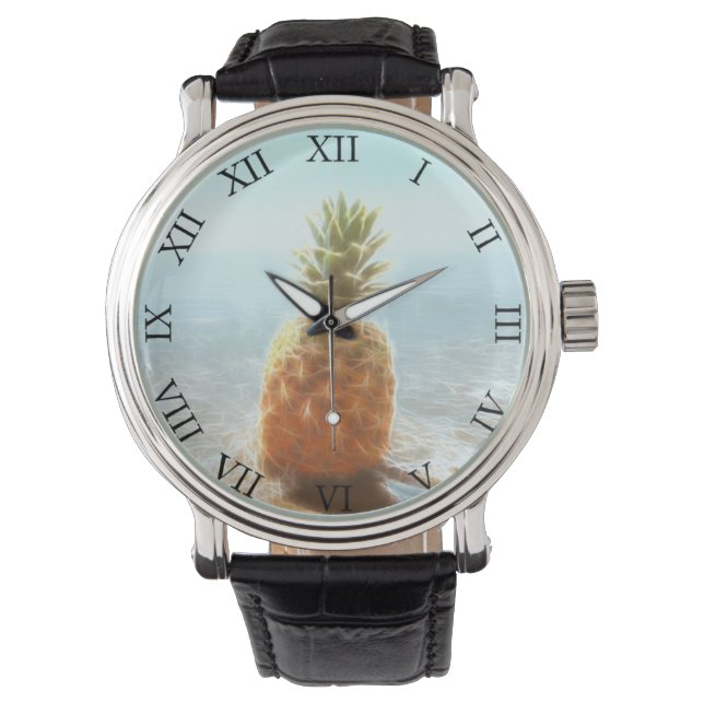 Leuchtender Ananas-Strand Armbanduhr (Vorderseite)