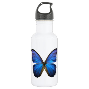 Leuchtender blauer Schmetterling Trinkflasche