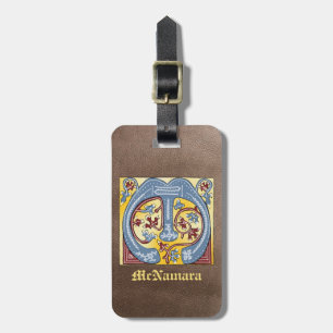 Leuchtender Brief des blauen und roten Lichts im M Gepäckanhänger