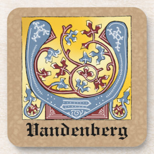 Leuchtender Brief des Mittelalters in Blau und Rot Getränkeuntersetzer