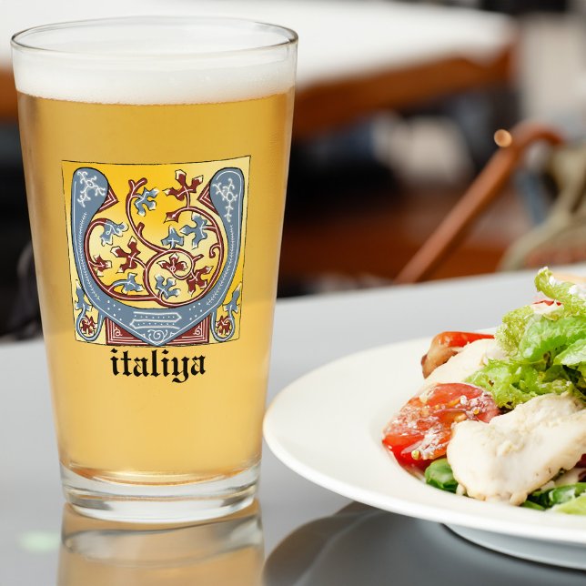 Leuchtender Brief des Mittelalters in Blau und Rot Glas (Von Creator hochgeladen)