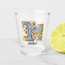 Leuchtender Brief H Schnapsglas