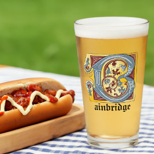 Leuchtender Buchstabe B des mittelalterlichen blau Glas