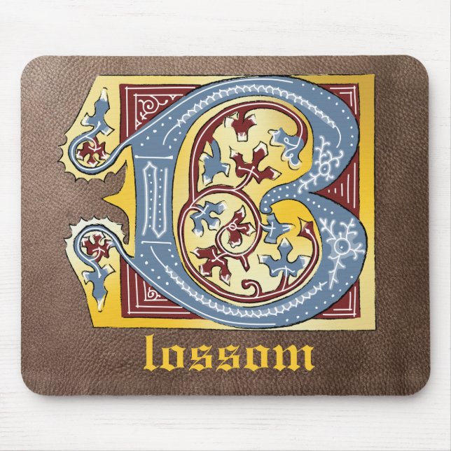 Leuchtender Buchstabe B des mittelalterlichen blau Mousepad (Vorne)