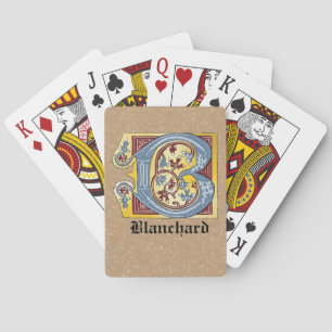 Leuchtender Buchstabe B des mittelalterlichen blau Spielkarten