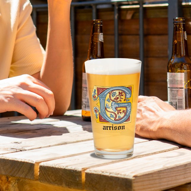 Leuchtender Buchstabe G für das Mittelalter in bla Glas (Von Creator hochgeladen)