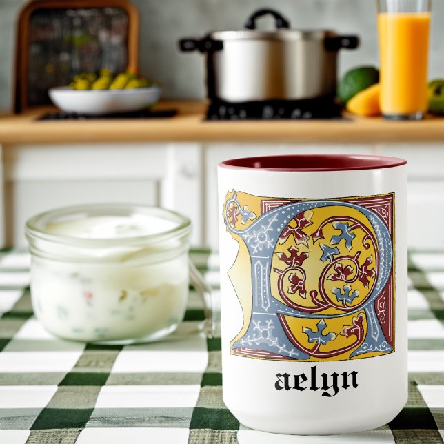 Leuchtender Buchstabe R für mittelalterliches Blau Tasse (Von Creator hochgeladen)