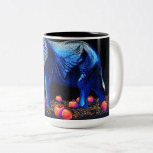 Leuchtender Elefant und Äpfel Zweifarbige Tasse