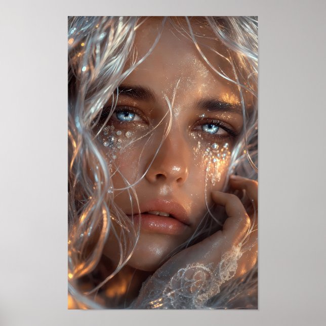 Leuchtender Frostblick-Fantasy-Porträtposter Poster (Vorne)