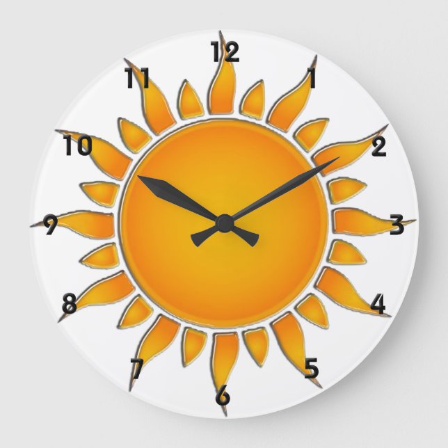Leuchtender gelber und orange Sommer Sun Große Wanduhr (Vorderseite)