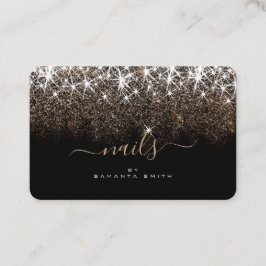 Leuchtender Golden Glitzer Glam Stars Nägel Design Visitenkarte