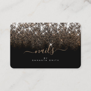 Leuchtender Golden Glitzer Glam Stars Nägel Design Visitenkarte
