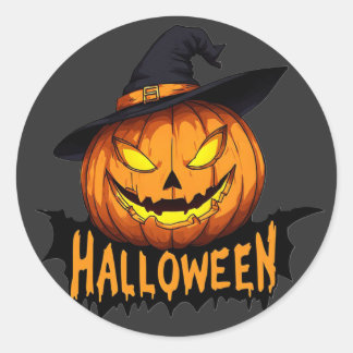 Leuchtender Jack O Lantern Hexen-Kürbis Halloween Runder Aufkleber
