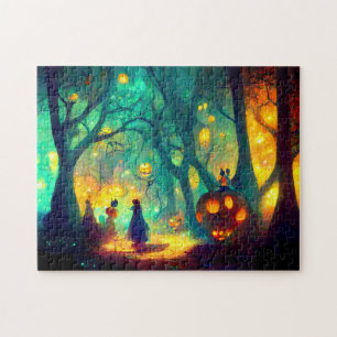 Leuchtender Kürbis Halloween Magie Hexen Puzzle