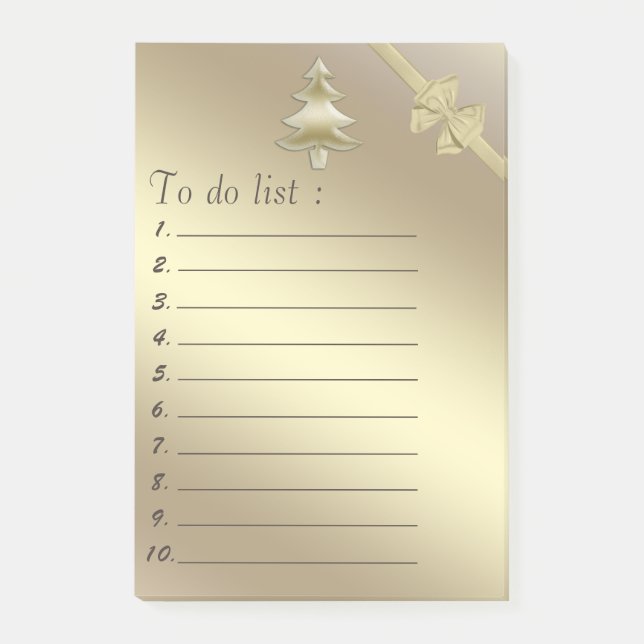 Leuchtender moderner Goldbaum "zu erledigen" Post-it Klebezettel (Vorderseite)
