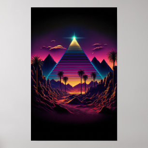 Leuchtender Monolith: Eine Retrowave-Pyramide Poster
