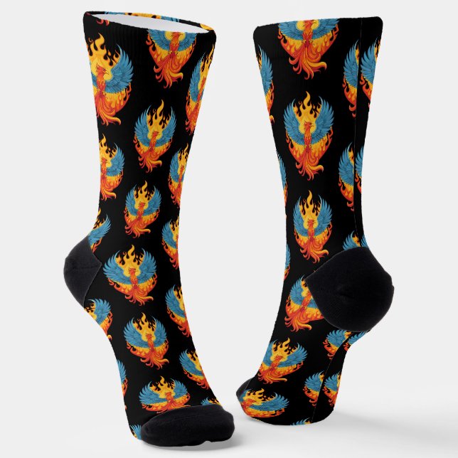 Leuchtender mythologischer Fantasy-Phönix-Vogel Socken (Gewinkelt)