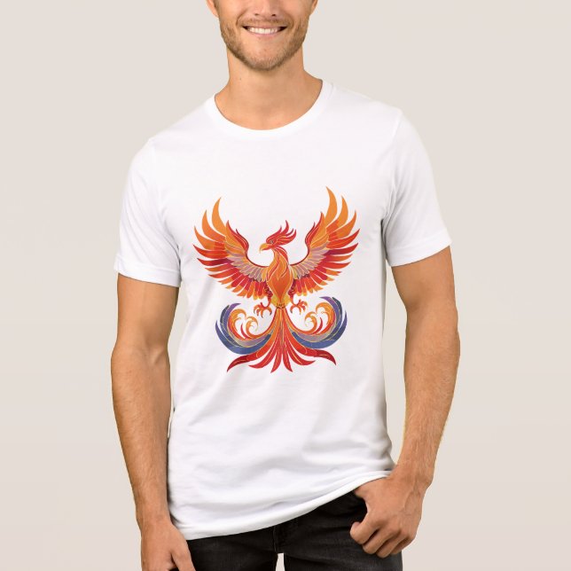 Leuchtender mythologischer Fantasy-Phönixvogel Tri-Blend Shirt (Vorderseite)