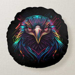 Leuchtender Neon Eagle Artistic Rundes Kissen