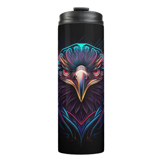 Leuchtender Neon Eagle Artistic Thermosbecher (Vorderseite)