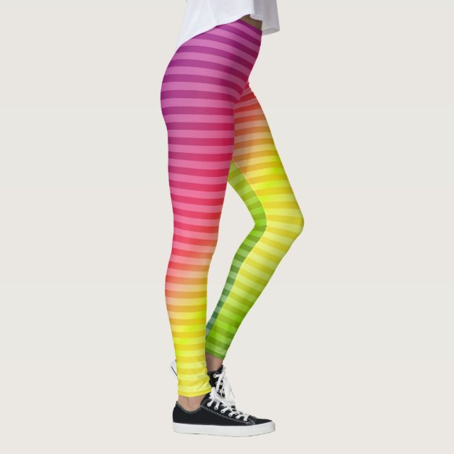 Leuchtender Neon fluoreszierender Regenbogenfarbst Leggings (Rechts)