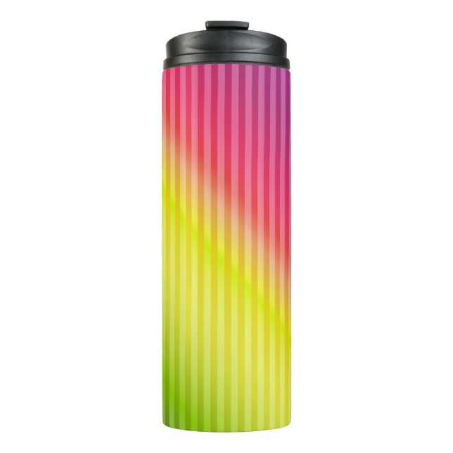 Leuchtender Neon fluoreszierender Regenbogenfarbst Thermosbecher (Vorderseite)