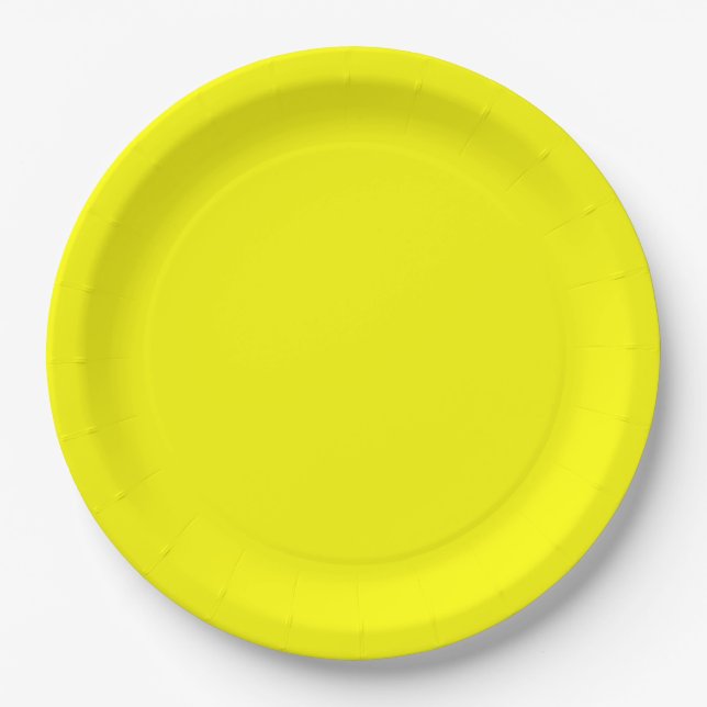 Leuchtender Neon Yellow Pappteller (Vorderseite)