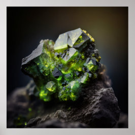 Leuchtender Peridot Gemstone, Nah-up Poster