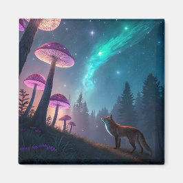 Leuchtender Pilzwald Fuchs Fantasy-Kunst Magnet