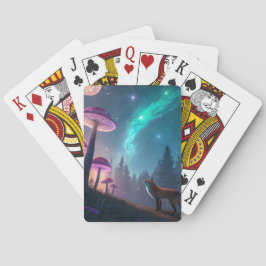 Leuchtender Pilzwald Fuchs Fantasy-Kunst Spielkarten