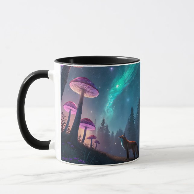 Leuchtender Pilzwald Fuchs Fantasy-Kunst Tasse (Links)