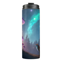 Leuchtender Pilzwald Fuchs Fantasy-Kunst Thermosbecher