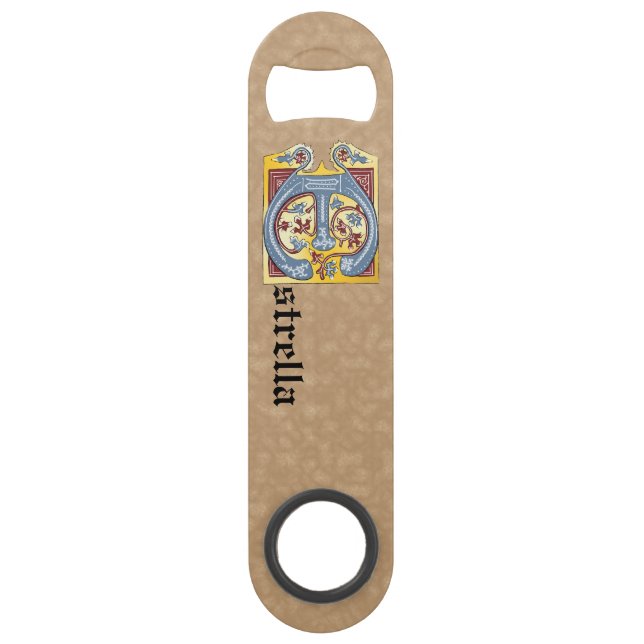 Leuchtender rechteckiger, blauer und roter Buchsta Speed Flaschenöffner (Vorderseite)