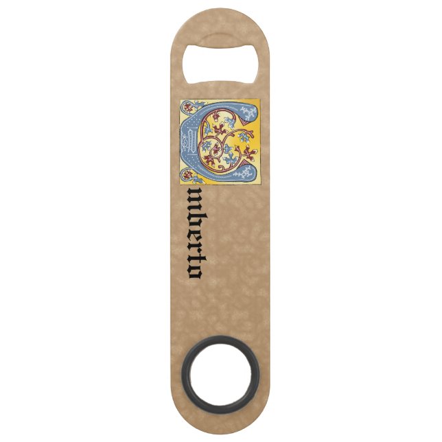 Leuchtender rechteckiger, blauer und roter Buchsta Speed Flaschenöffner (Vorderseite)