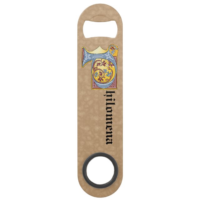 Leuchtender rechteckiger, blauer und roter Buchsta Speed Flaschenöffner (Vorderseite)