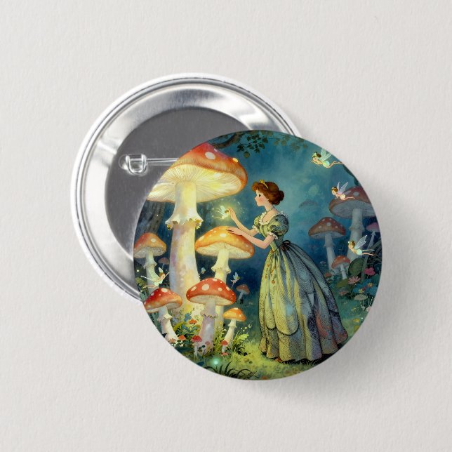 Leuchtender riesiger Pilzgarten Button (Vorne & Hinten)