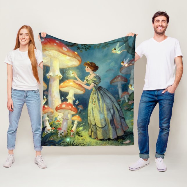 Leuchtender riesiger Pilzgarten Fleecedecke (Beispiel)