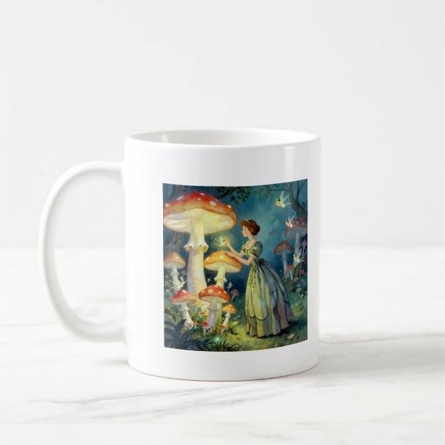 Leuchtender riesiger Pilzgarten Kaffeetasse (Links)