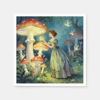 Leuchtender riesiger Pilzgarten Serviette