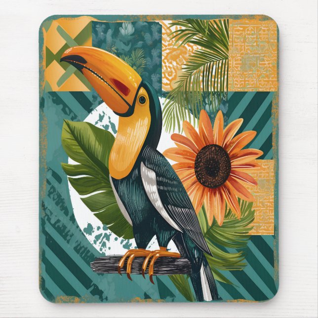 Leuchtender Tukan in tropischer Harmonie Mousepad (Vorne)